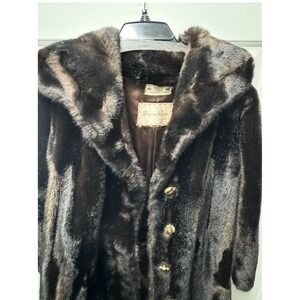 Vtg Seymour Paisin Chicago Faux Fur Coat Virgo Paris French‎ Fabric Mink Style L